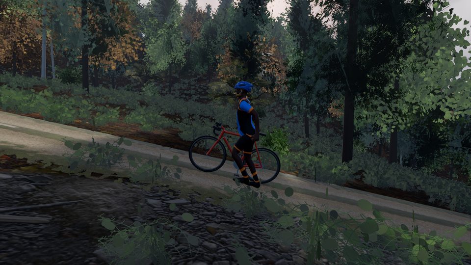 Off the bike and pushing up a 22% dirt ramp in the Luberon woods